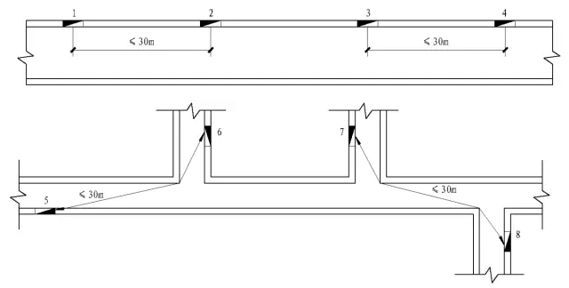 在满足2股水柱同时到达任意一点的情况下,消火栓2和3的距离可大于30m